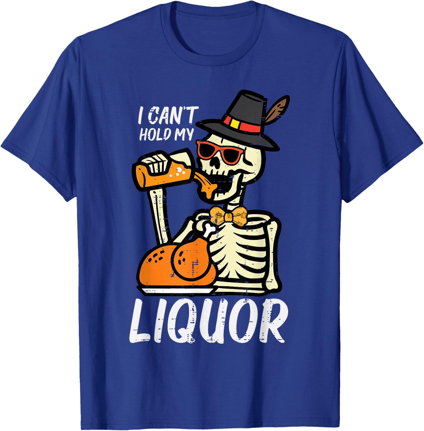 Thanksgiving Skeleton Cant Hold My Funny Dad Men Women T-Shirt - T-Shirt | Royal