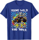 Boy Kids 3rd Birthday Monster Truck Young Wild and Three T-Shirt - T-Shirt | Royal