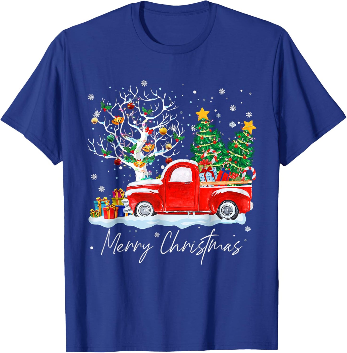 Merry Christmas 2024 Vintage Christmas Tree Pajama Family Xmas T-Shirt - T-Shirt | Royal