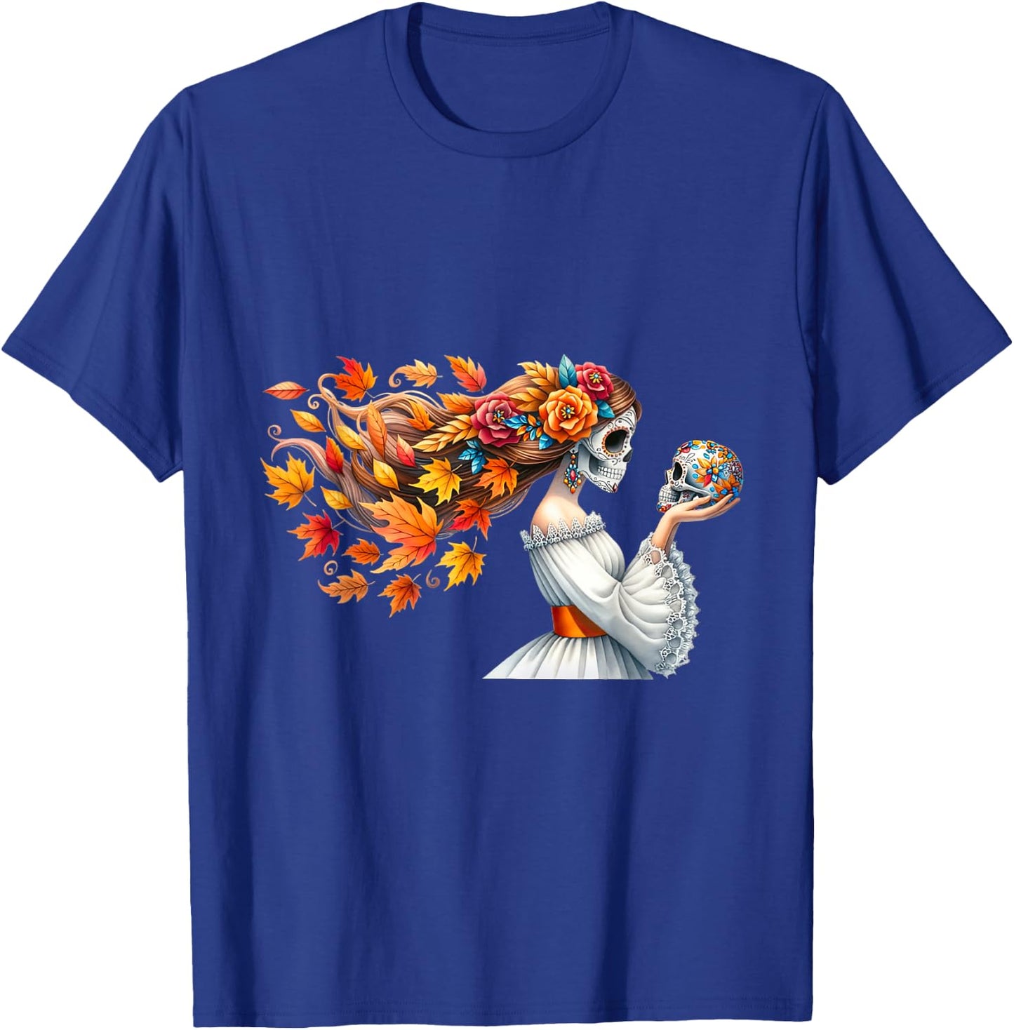 Dia De Los Muertos Catrina Flower Sugar Skull Mexican Women T-Shirt - T-Shirt | Royal