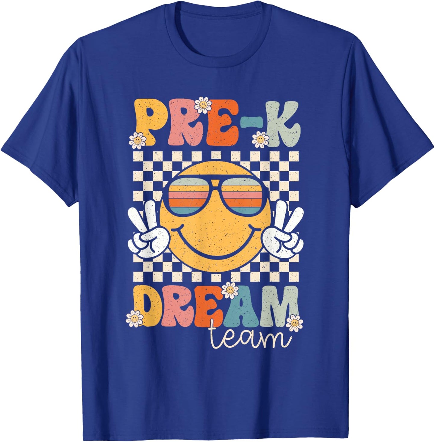 Pre-k Dream Team Smile Retro Back To School Pre-k T-Shirt - T-Shirt | Royal