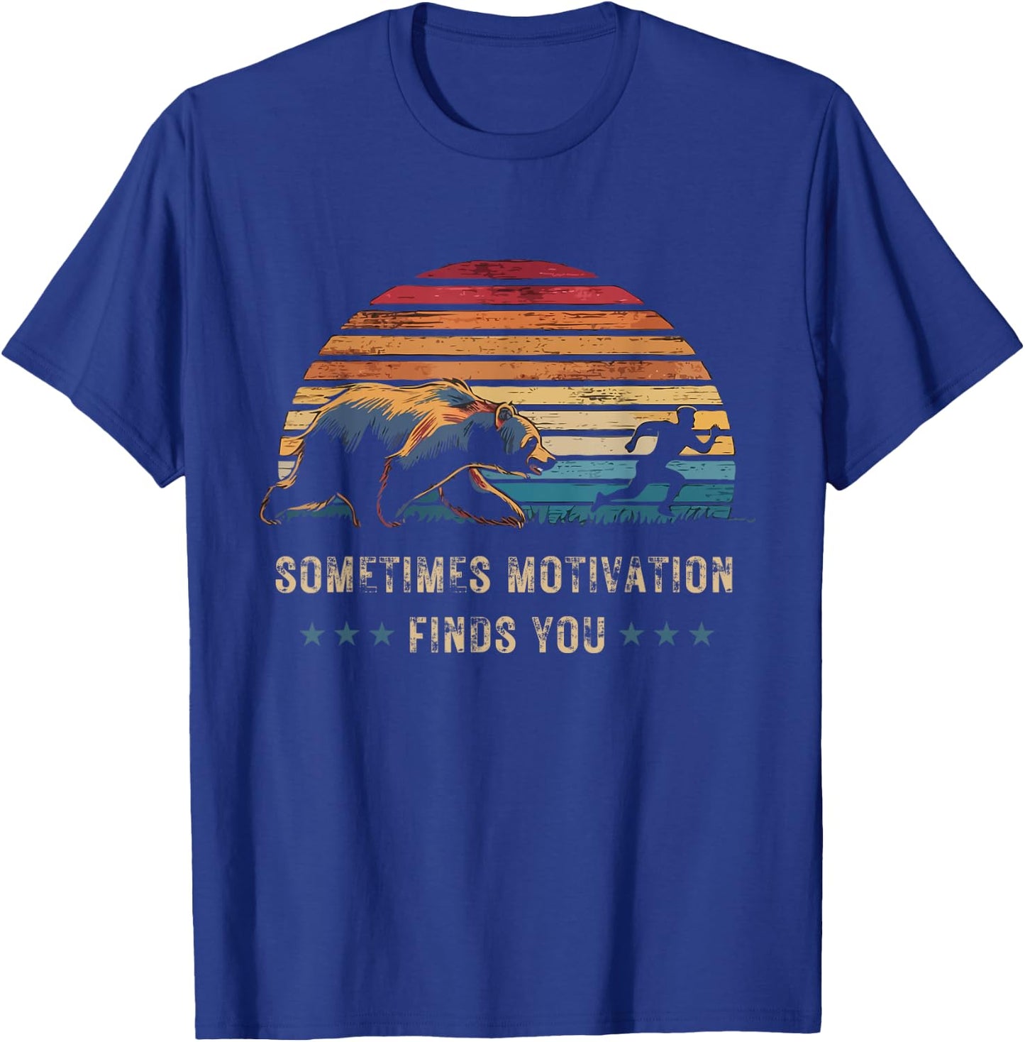 Sometimes Motivation Finds You Vintage Sunset Running T-Shirt - T-Shirt | Royal