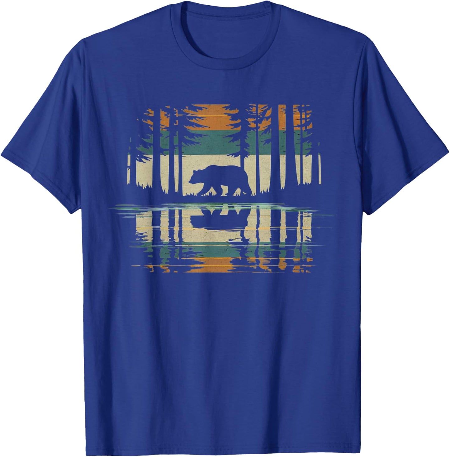 Trees Reflection Wild Forest Nature Animal Bear Outdoor T-Shirt - T-Shirt | Royal