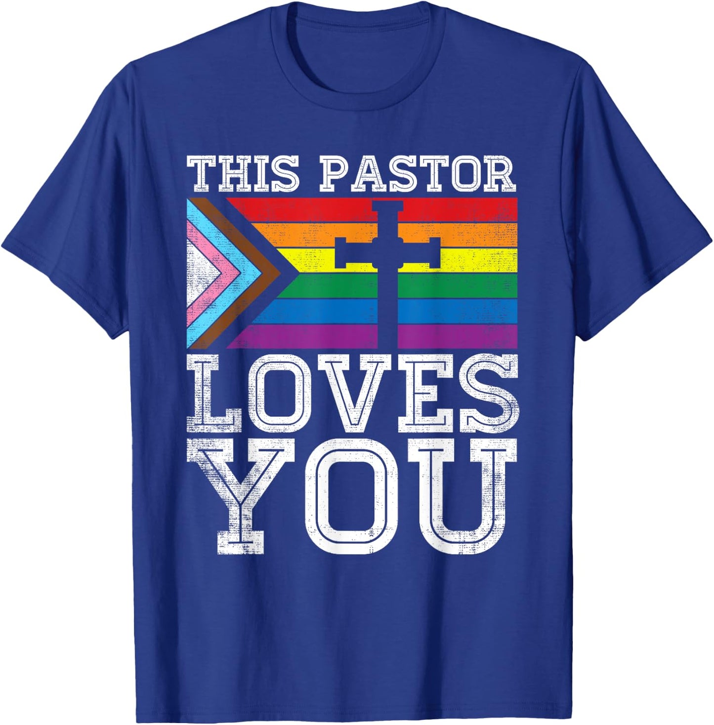 Christian Ally Inclusive Pride Clergy This Pastor Loves You T-Shirt - T-Shirt | Royal