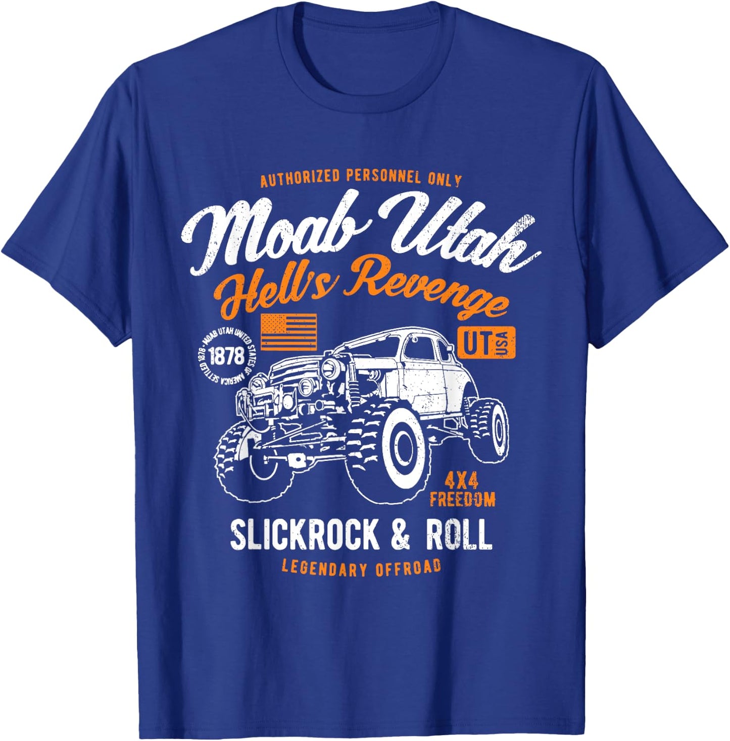Moab Utah Hells Revenge 4x4 Vintage Distressed Style Design T-Shirt - T-Shirt | Royal