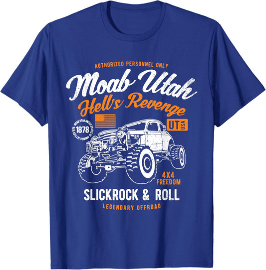 Moab Utah Hells Revenge 4x4 Vintage Distressed Style Design T-Shirt - T-Shirt | Royal