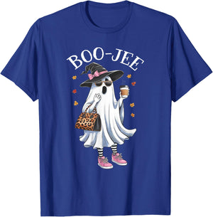 Cute Boo Jee Ghost Halloween Leopard Coffee T-Shirt - T-Shirt | Royal
