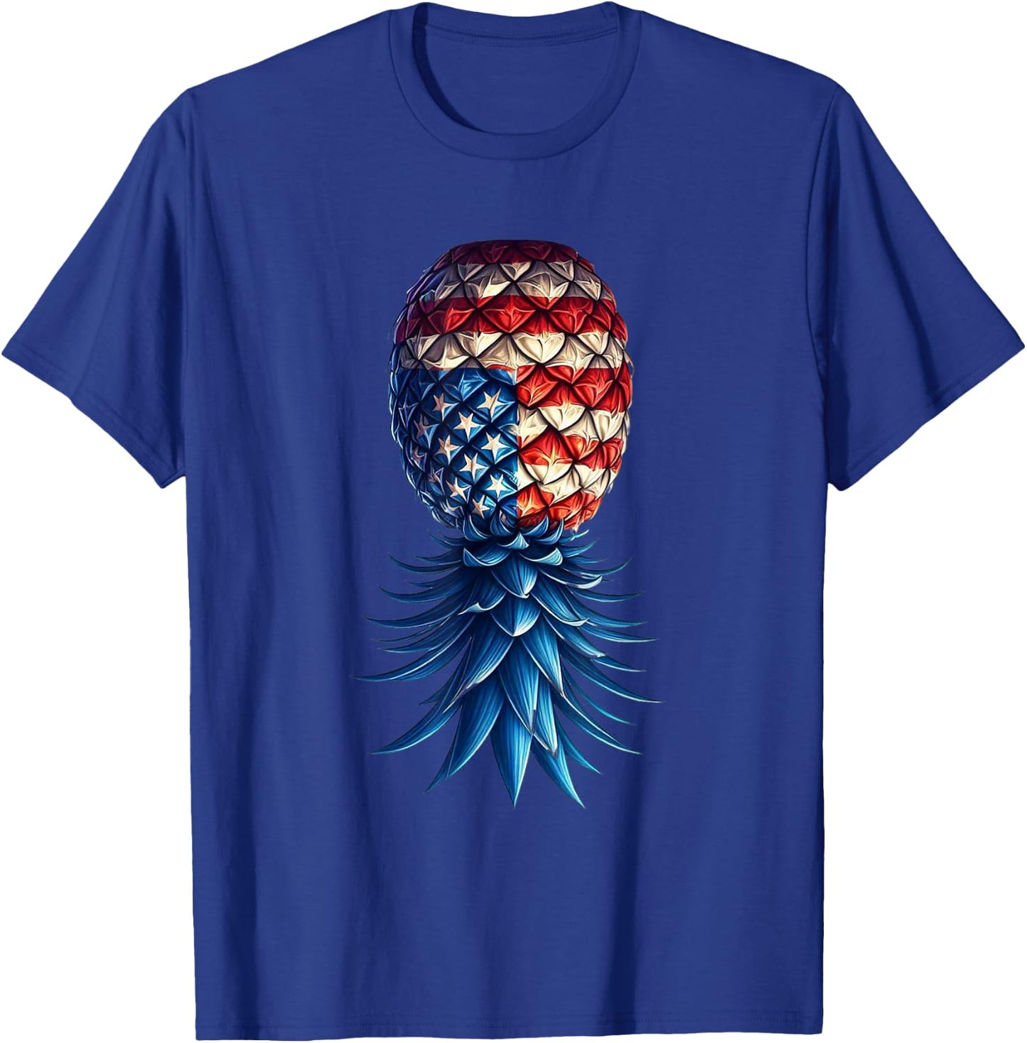 July Patriotic Red White Blue Upside Down Pineapple Swinger T-Shirt - T-Shirt | Royal