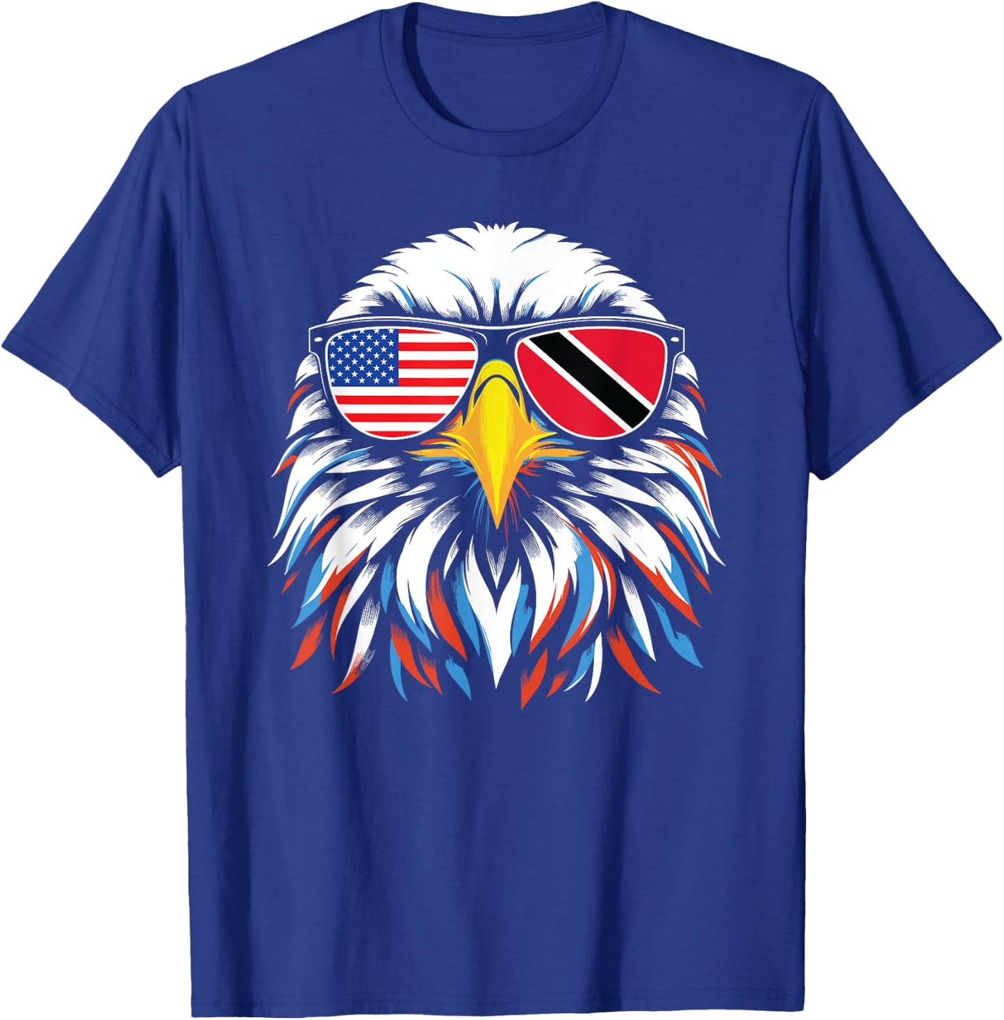 Half Trinidad and Tobago Half USA Flag Patriotic Eagle T-Shirt - T-Shirt | Royal