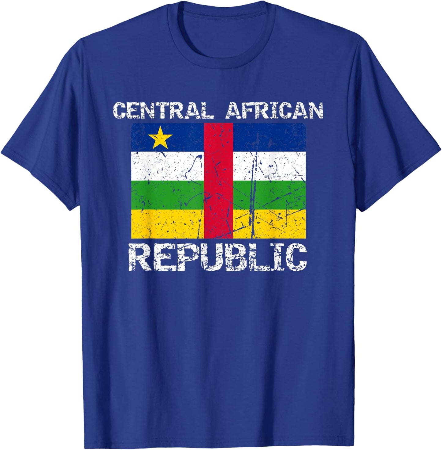 Central African Republic Flag Distressed African Men Women T-Shirt - T-Shirt | Royal