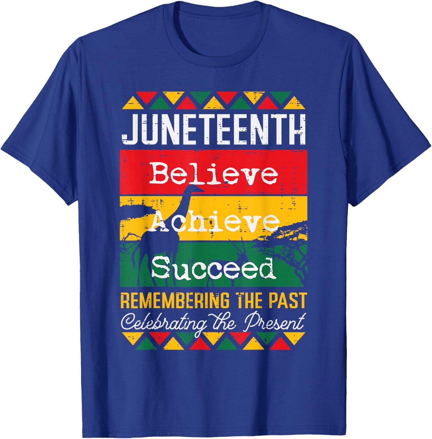 Juneteenth Believe Achieve Succeed African Women Men Kids T-Shirt - T-Shirt | Royal