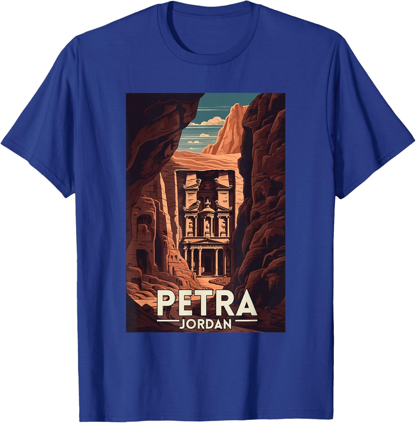 Petra Jordan Retro Vintage Travel Souvenir , Small, Black T-Shirt - T-Shirt | Royal