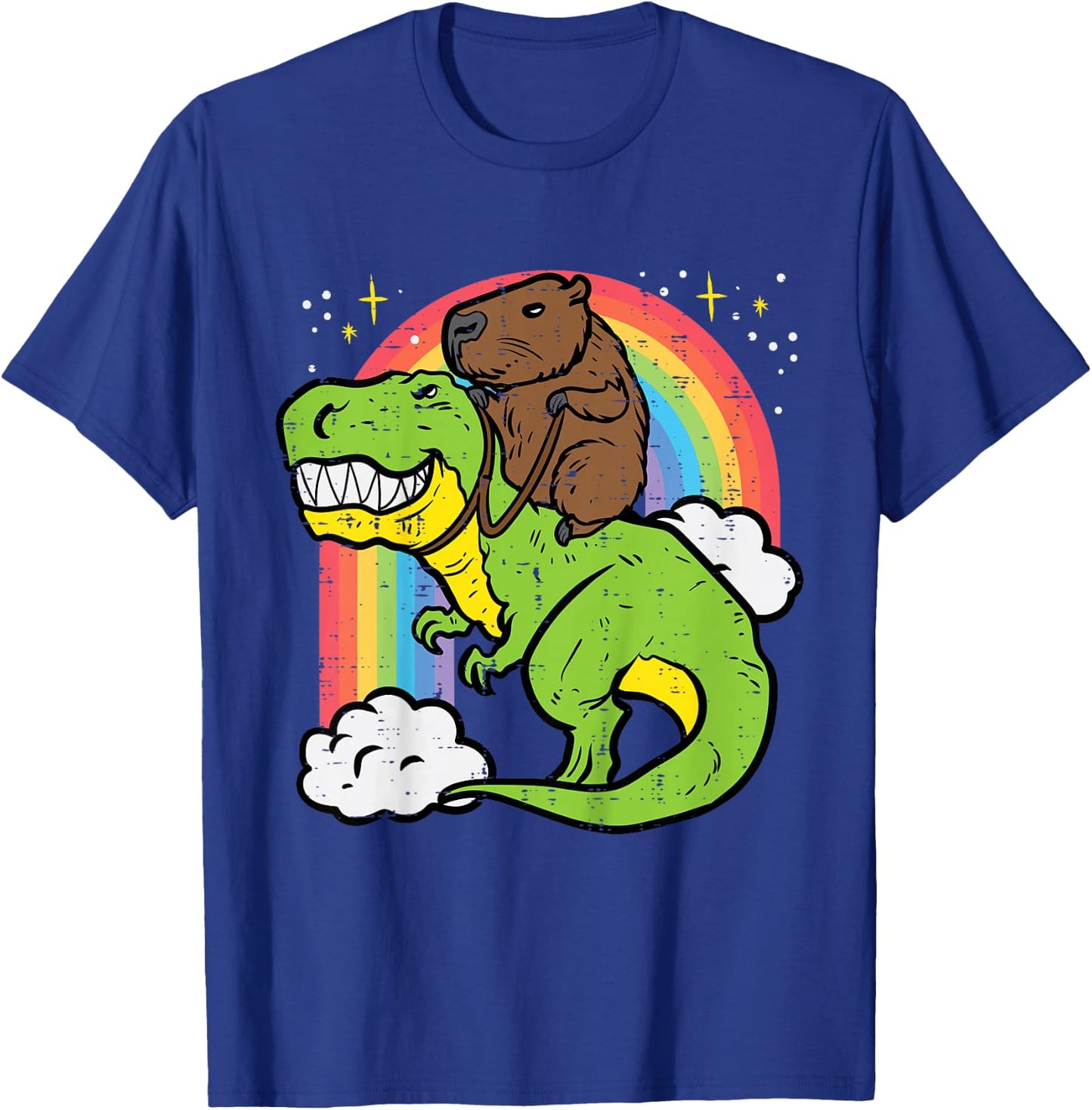 Kids Capybara Riding Trex Dino Cute Capy Rodent Toddler Boys Kids T-Shirt - T-Shirt | Royal