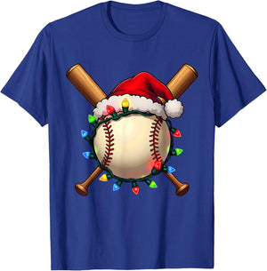 Santa Sports Boys Christmas Day Baseball Player Cool T-Shirt - T-Shirt | Royal
