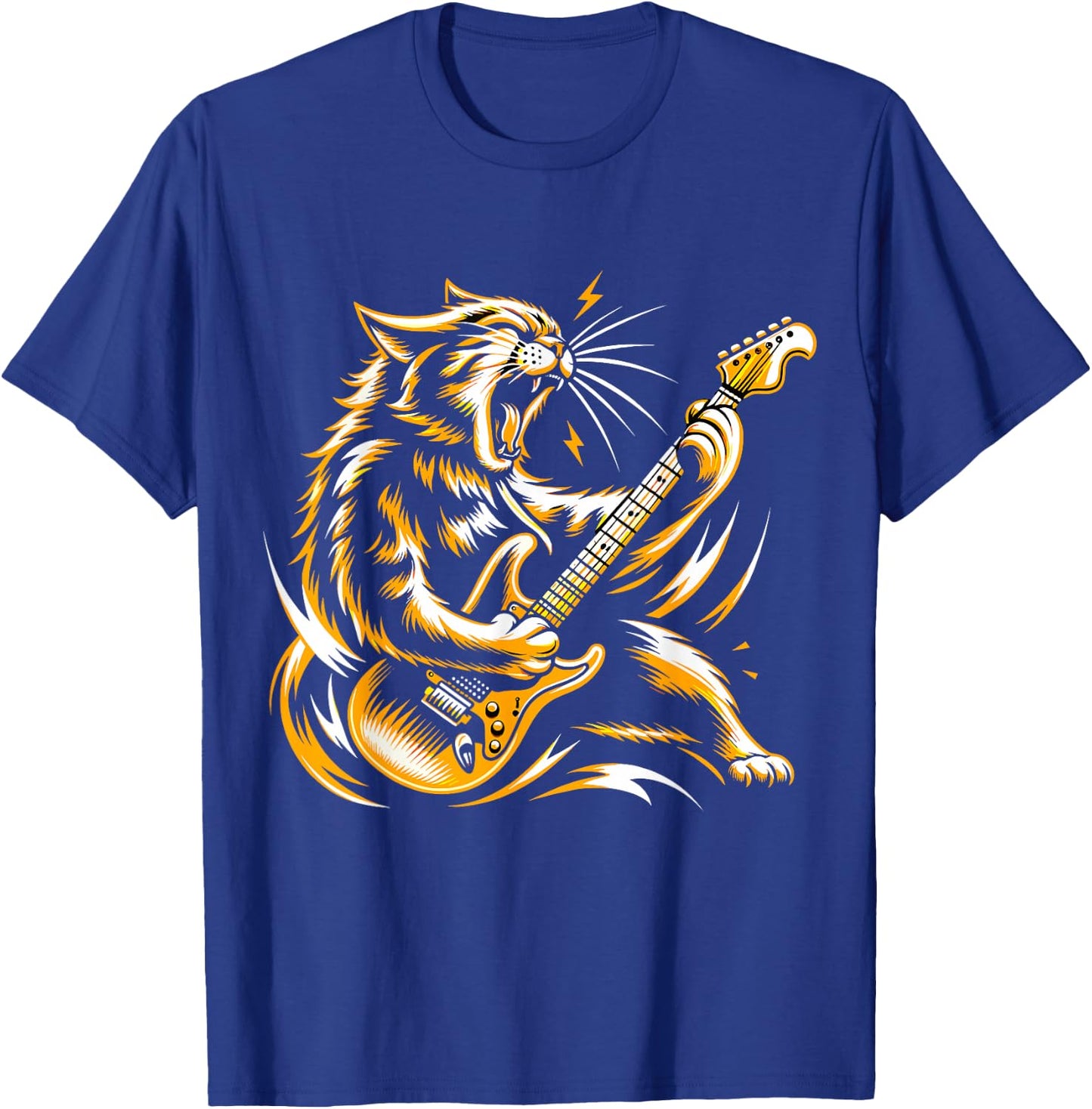 Rock and Roll Cat Electric Guitar T-Shirt - T-Shirt | Royal