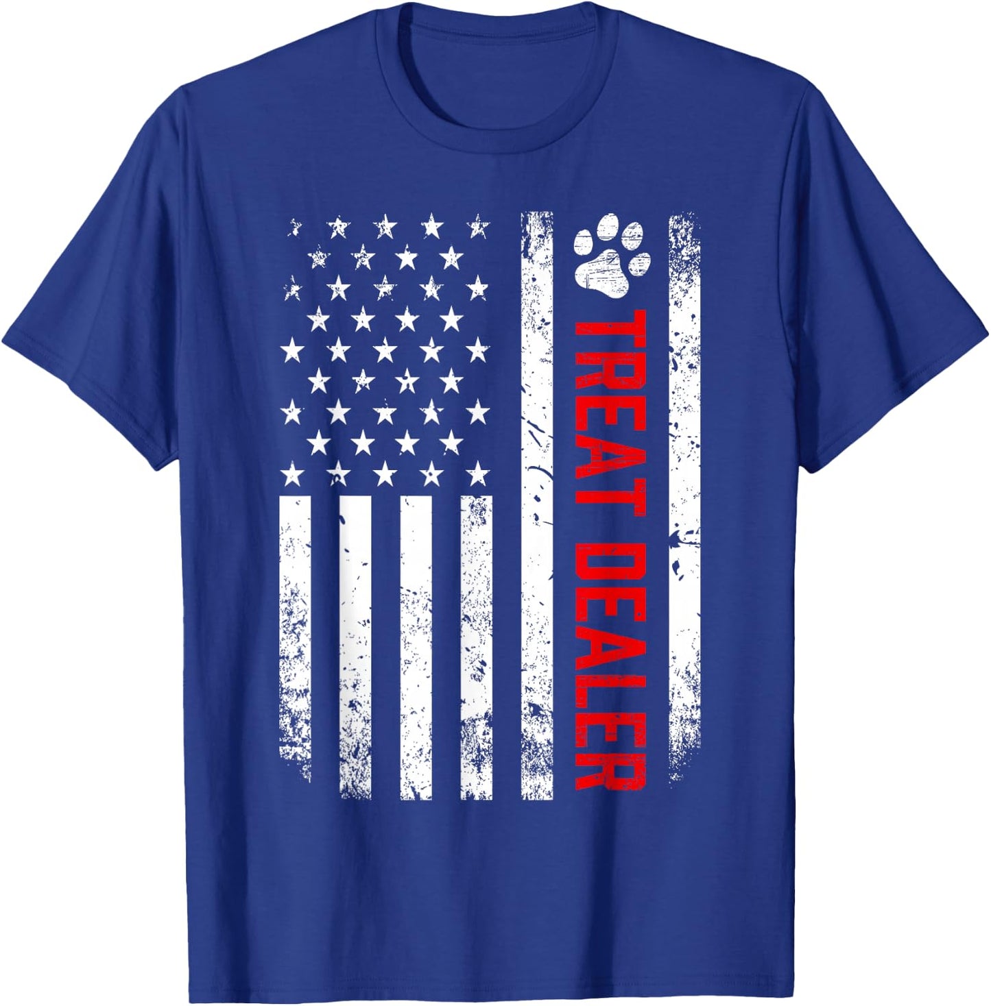 Dog Treat Dealer Funny Dog Owner Dog Dad American Flag T-Shirt - T-Shirt | Royal