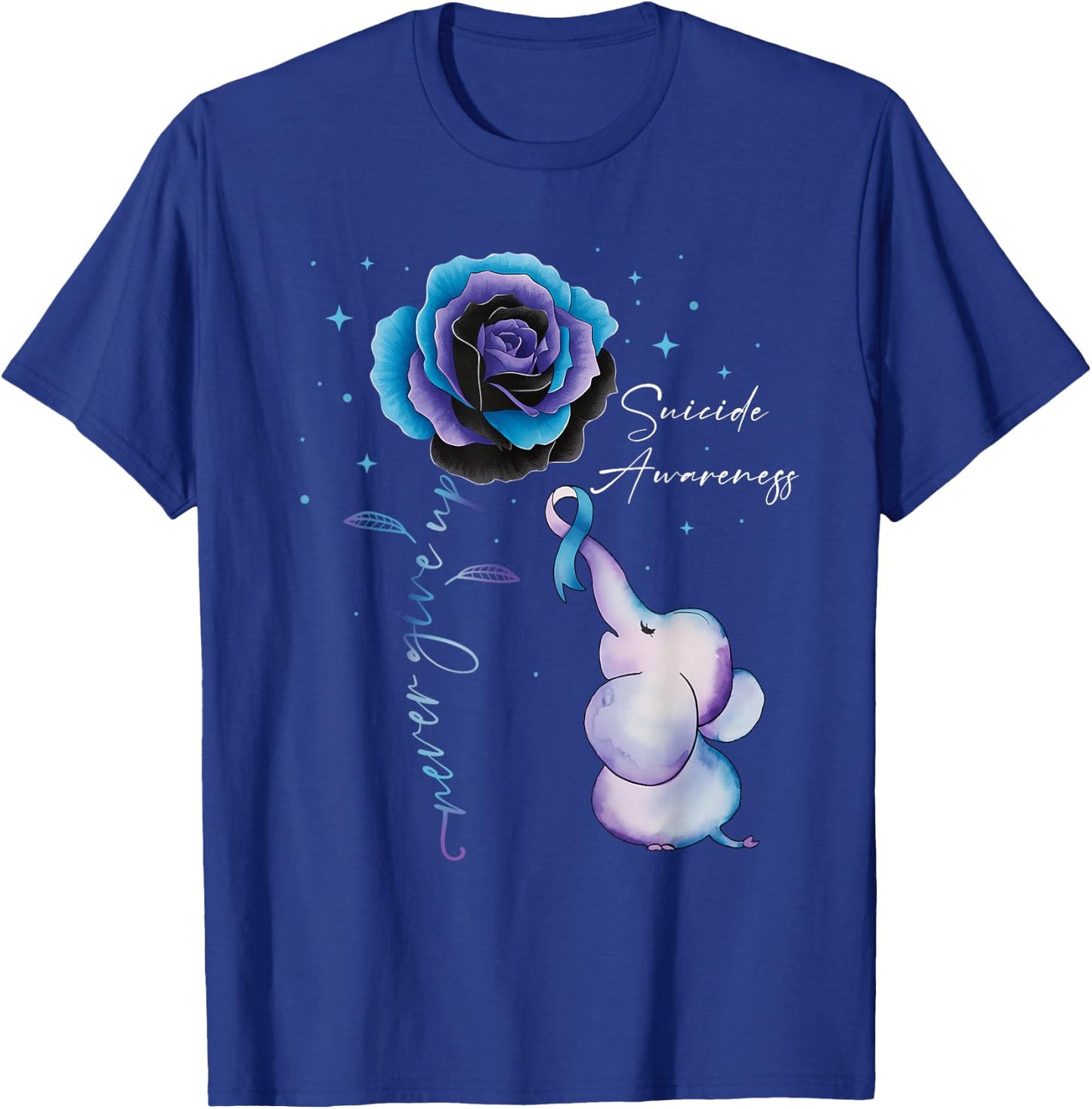 Suicide Prevention Awareness Elephant Sunflower Teal Purple T-Shirt - T-Shirt | Royal