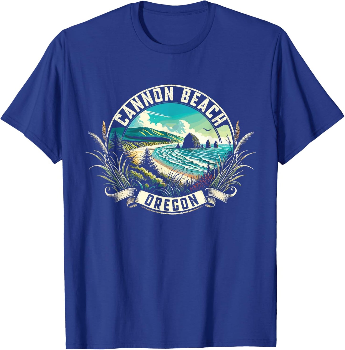 Cannon Beach Watercolor, Cannon Beach Oregon, Cannon Beach T-Shirt - T-Shirt | Royal