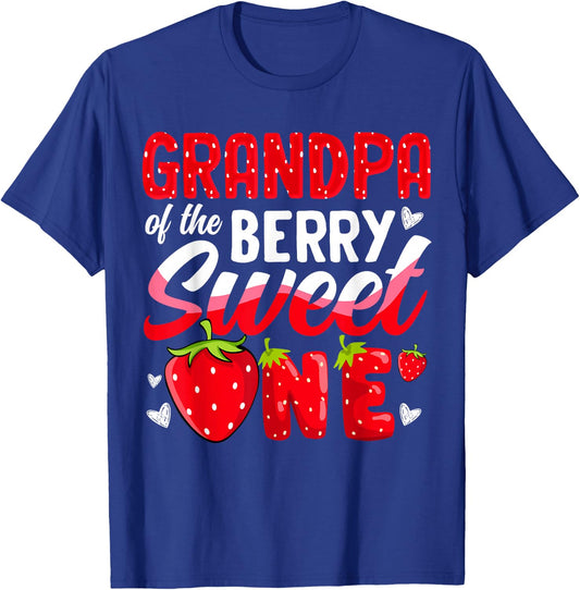 Grandpa Of The Berry Sweet One Strawberry 1st Birthday T-Shirt - T-Shirt | Royal