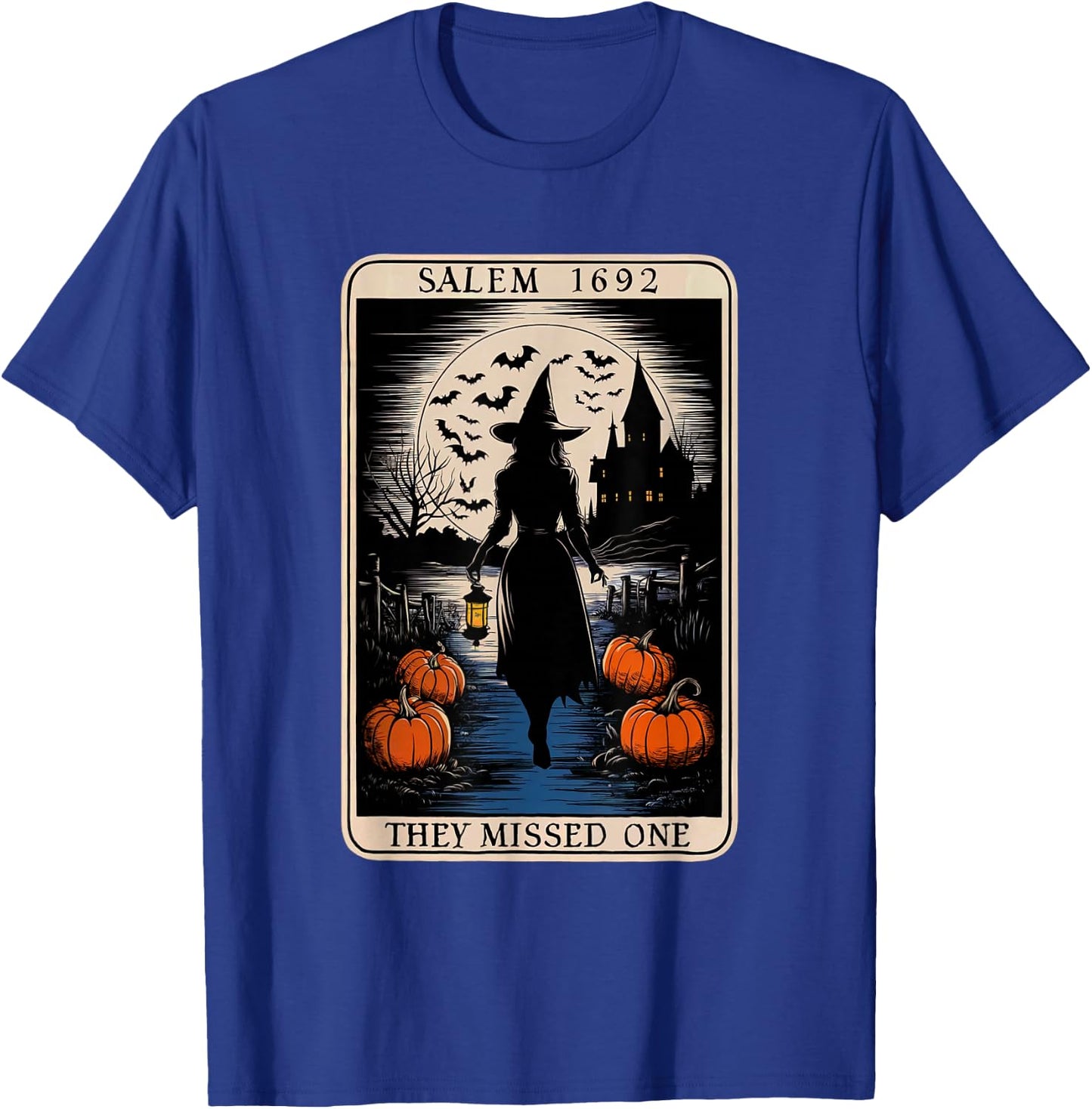 Salem 1692 They Missed One Halloween Tarot Card Witch Trials T-Shirt - T-Shirt | Royal