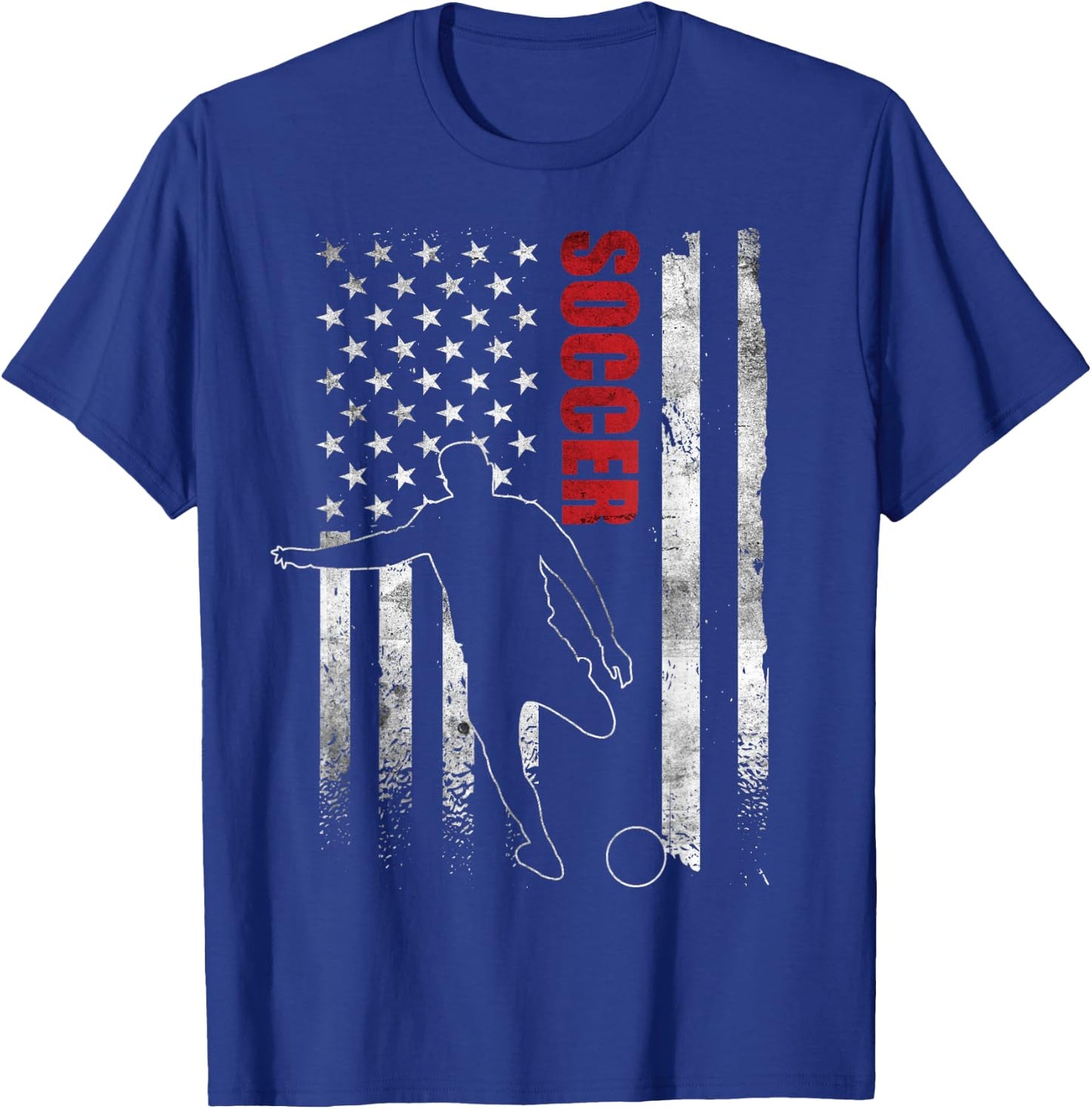 Soccer Apparel American Flag Soccer Player US Flag T-Shirt - T-Shirt | Royal