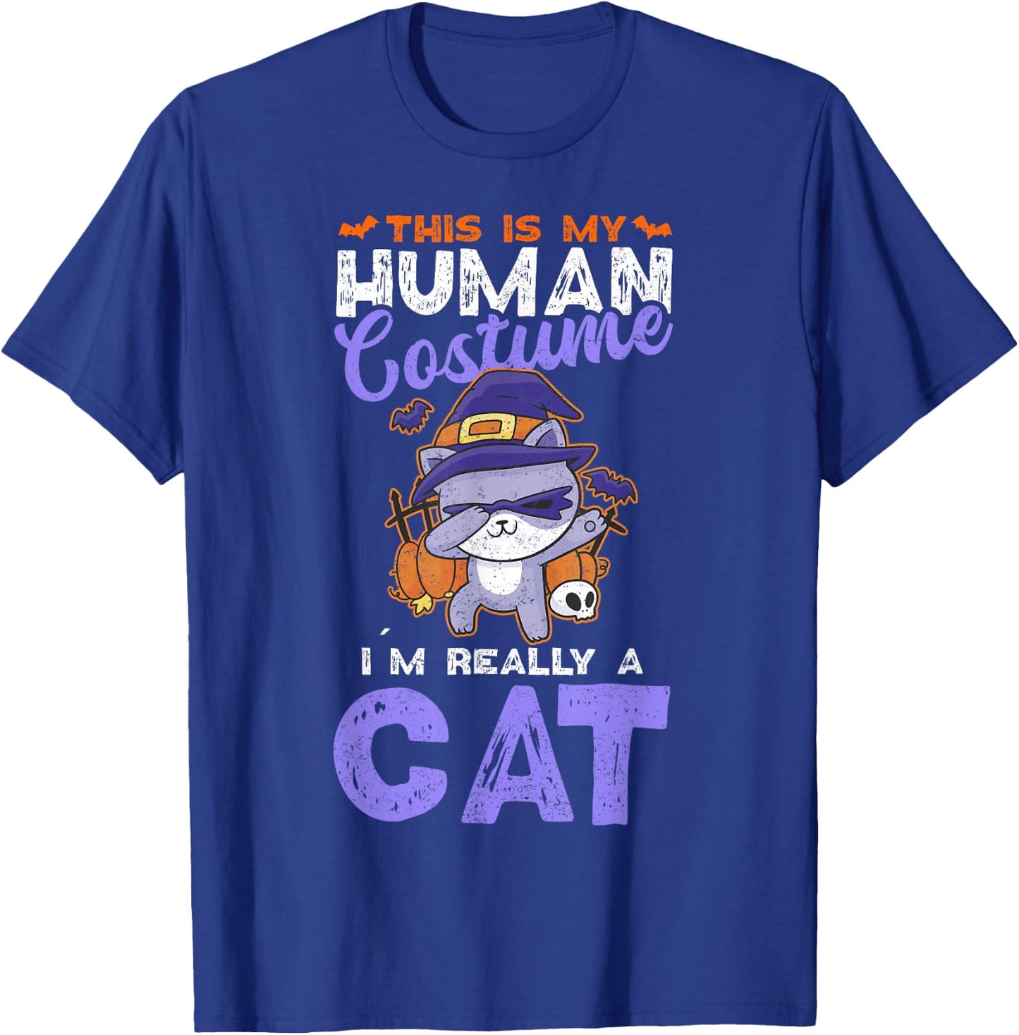This Is My Human Costume I´m Really A Cat Halloween T-Shirt - T-Shirt | Royal