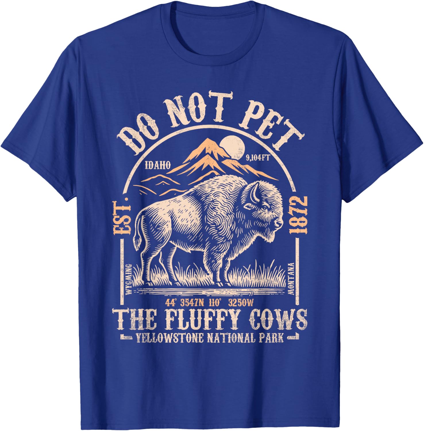 Vintage Do Not Pet The Fluffy Cows American Bison T-Shirt - T-Shirt | Royal
