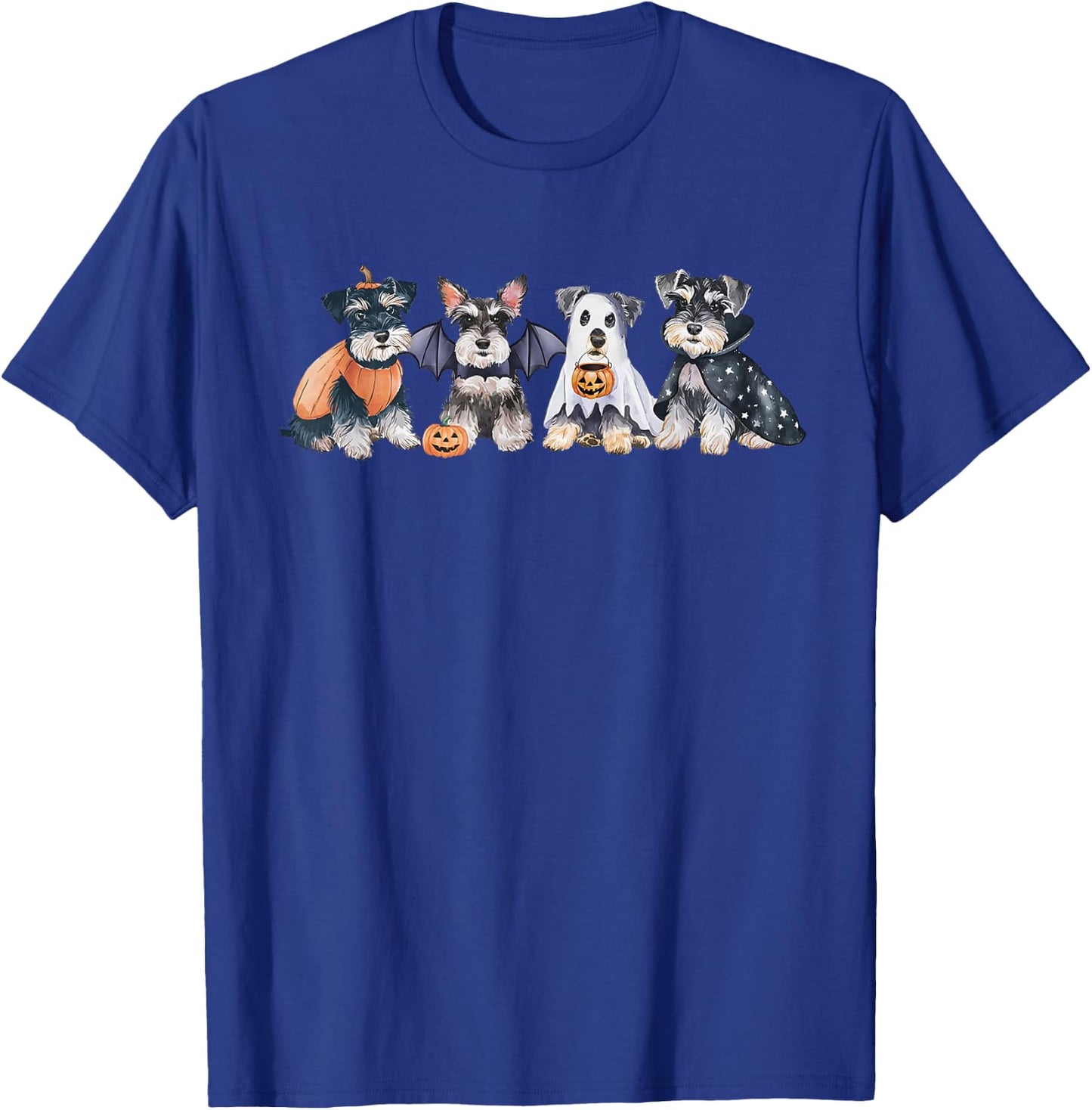 Cute Ghost Witch Miniature Schnauzer Halloween Dog Lover T-Shirt - T-Shirt | Royal