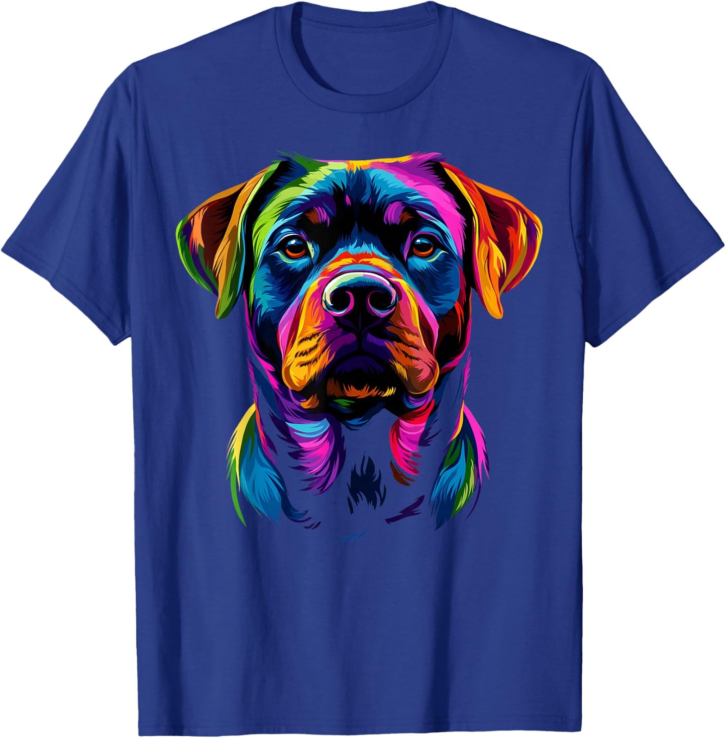 Colorful Rottweiler Face Rottie Dog Lover Men Women Black T-Shirt - T-Shirt | Royal