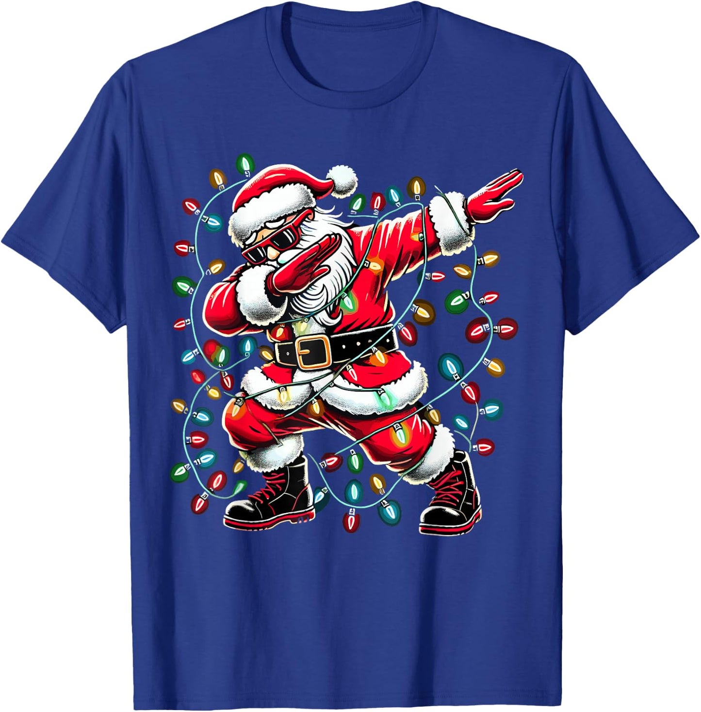 Christmas Santa Boy Dabbing Xmas Lights Christmas T-Shirt - T-Shirt | Royal
