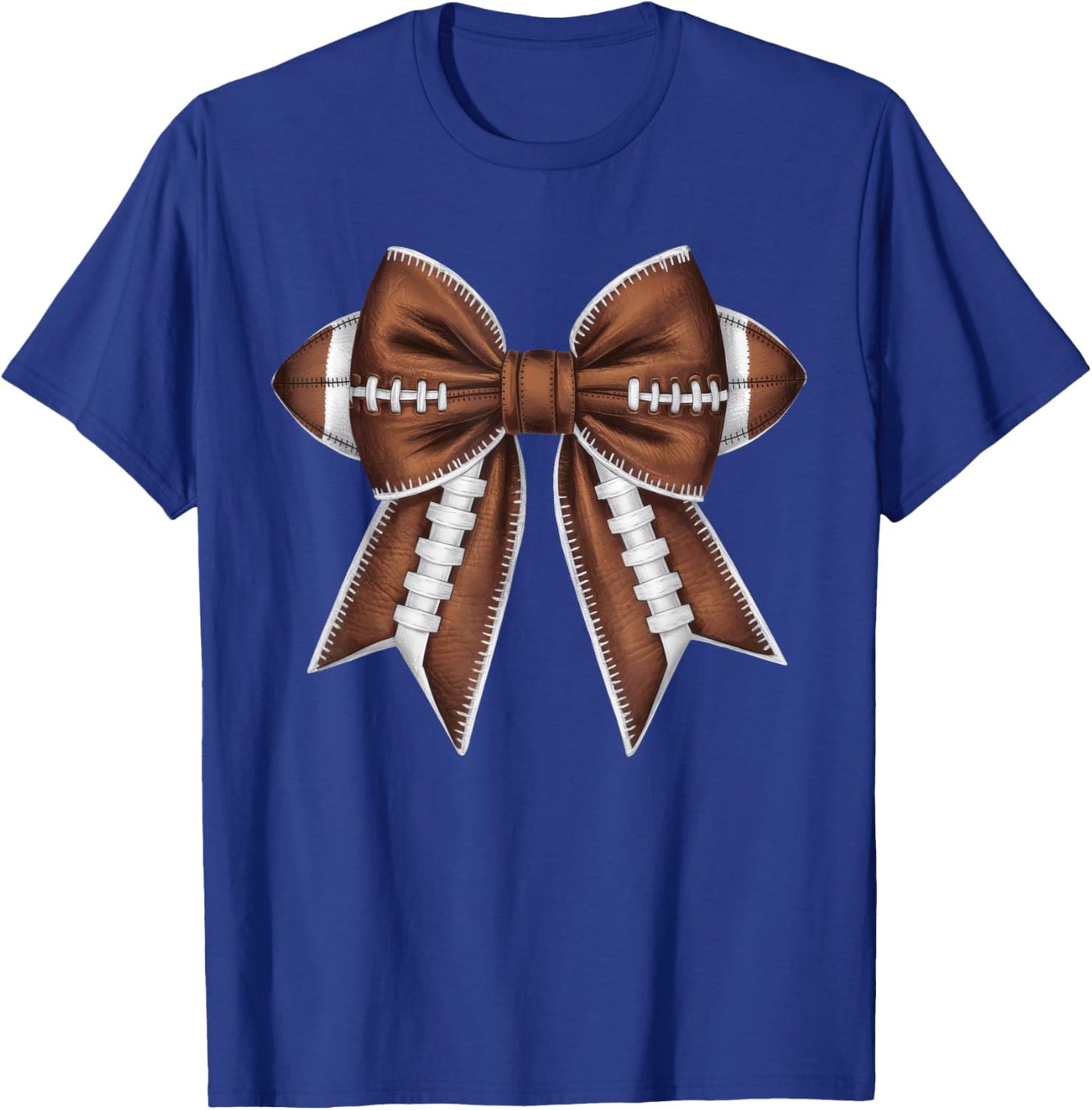 Coquette Bow Funny Football Lover Game Day Football Mom Life T-Shirt - T-Shirt | Royal