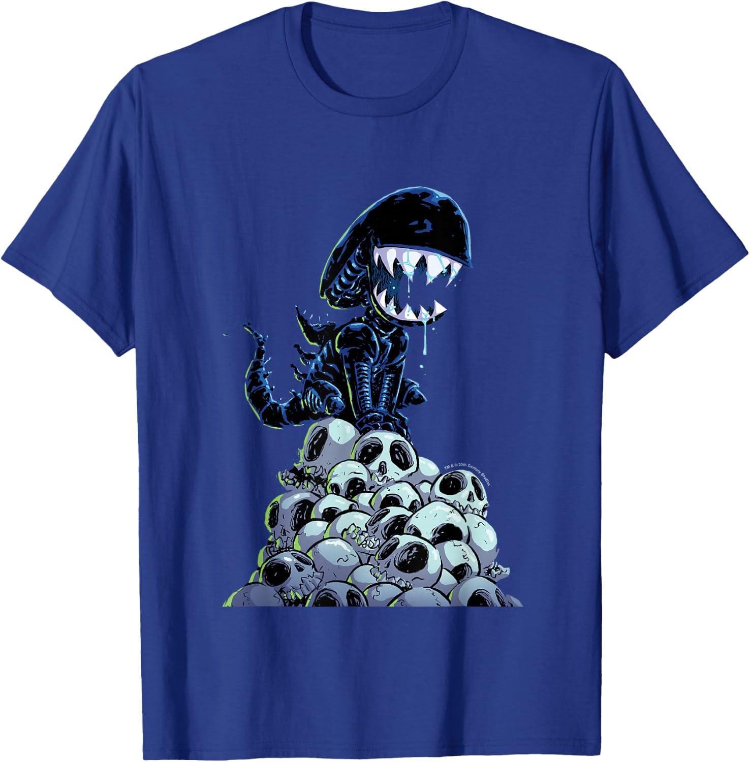 Aliens Xenomorph in Skull Mountain Big Chest Chibi Poster T-Shirt - T-Shirt | Royal