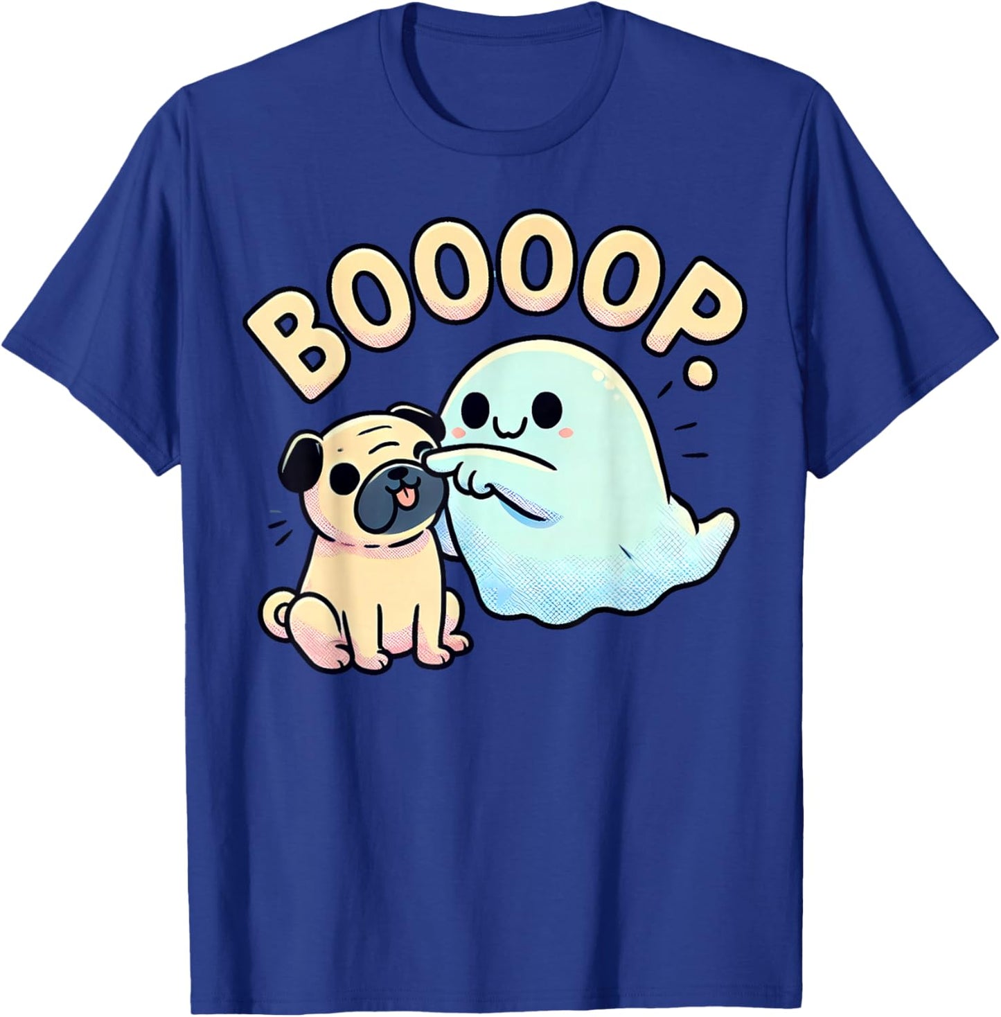 Funny Halloween Ghost Pug Boop Silly Puppy Dog Humor T-Shirt - T-Shirt | Royal