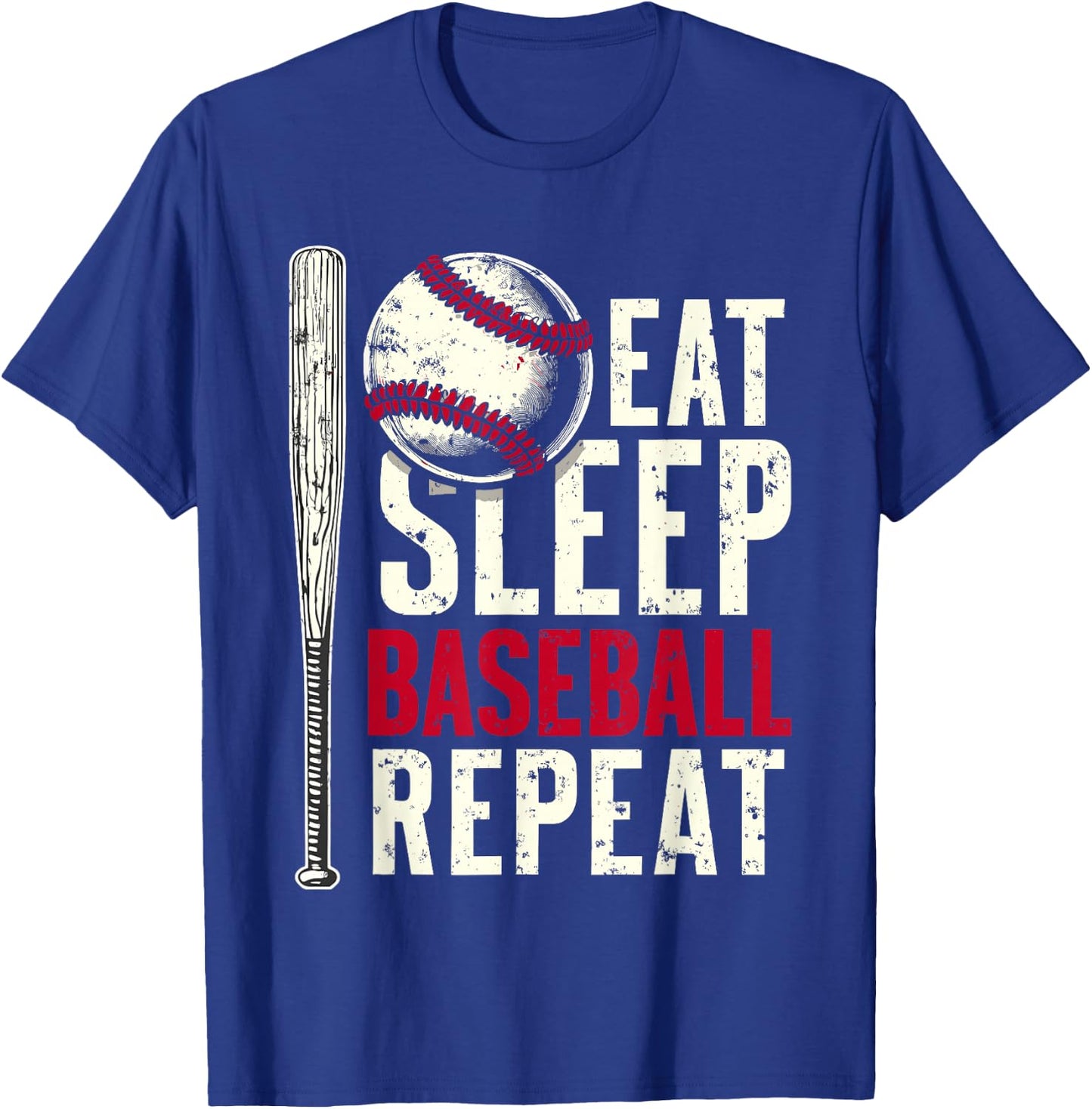 Eat Sleep Baseball Repeat Funny Baseball Player T-Shirt - T-Shirt | Royal