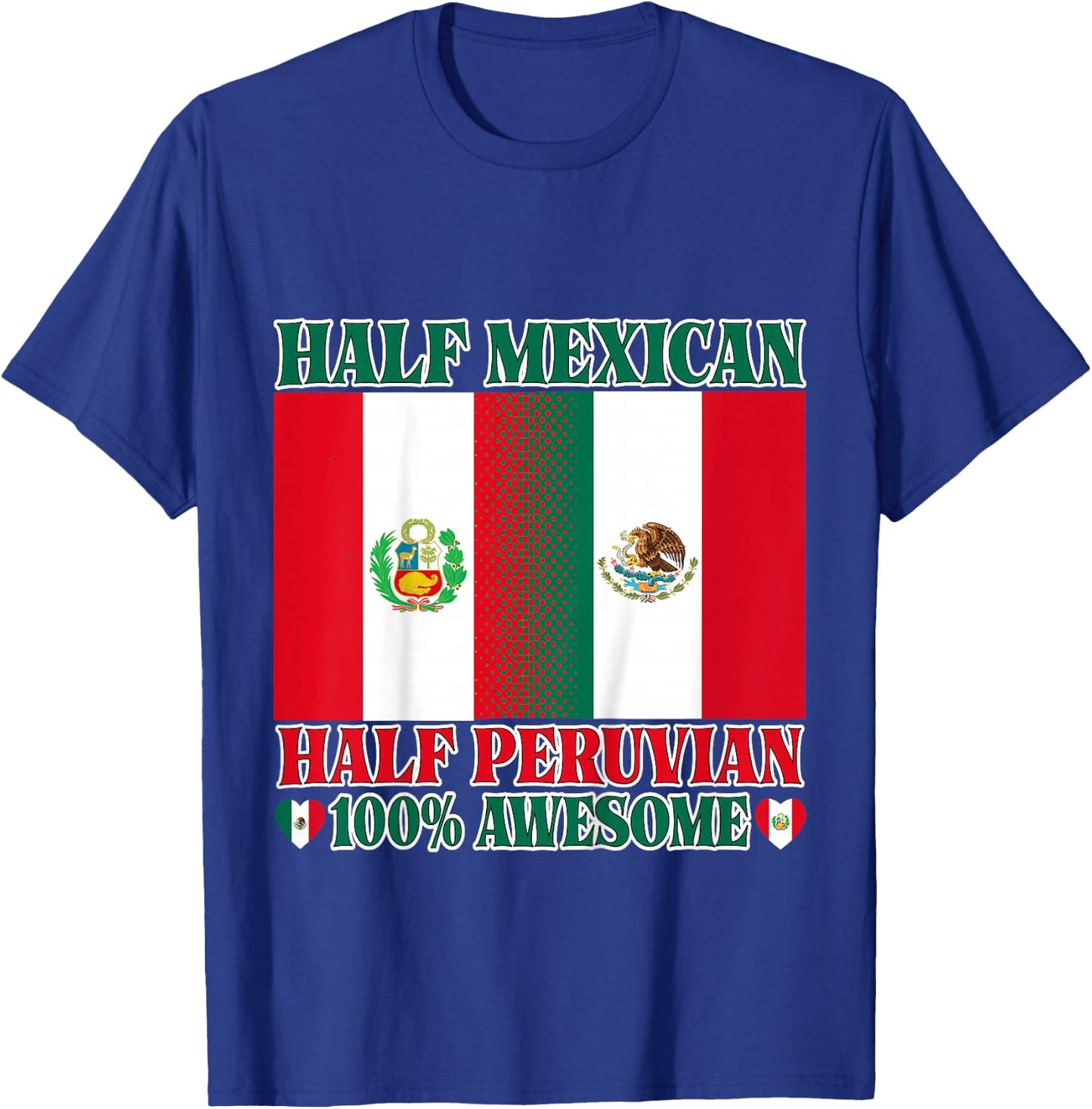 Half Mexican Half Peruvian Toddler Mexico Peru Flag Girl Boy T-Shirt - T-Shirt | Royal