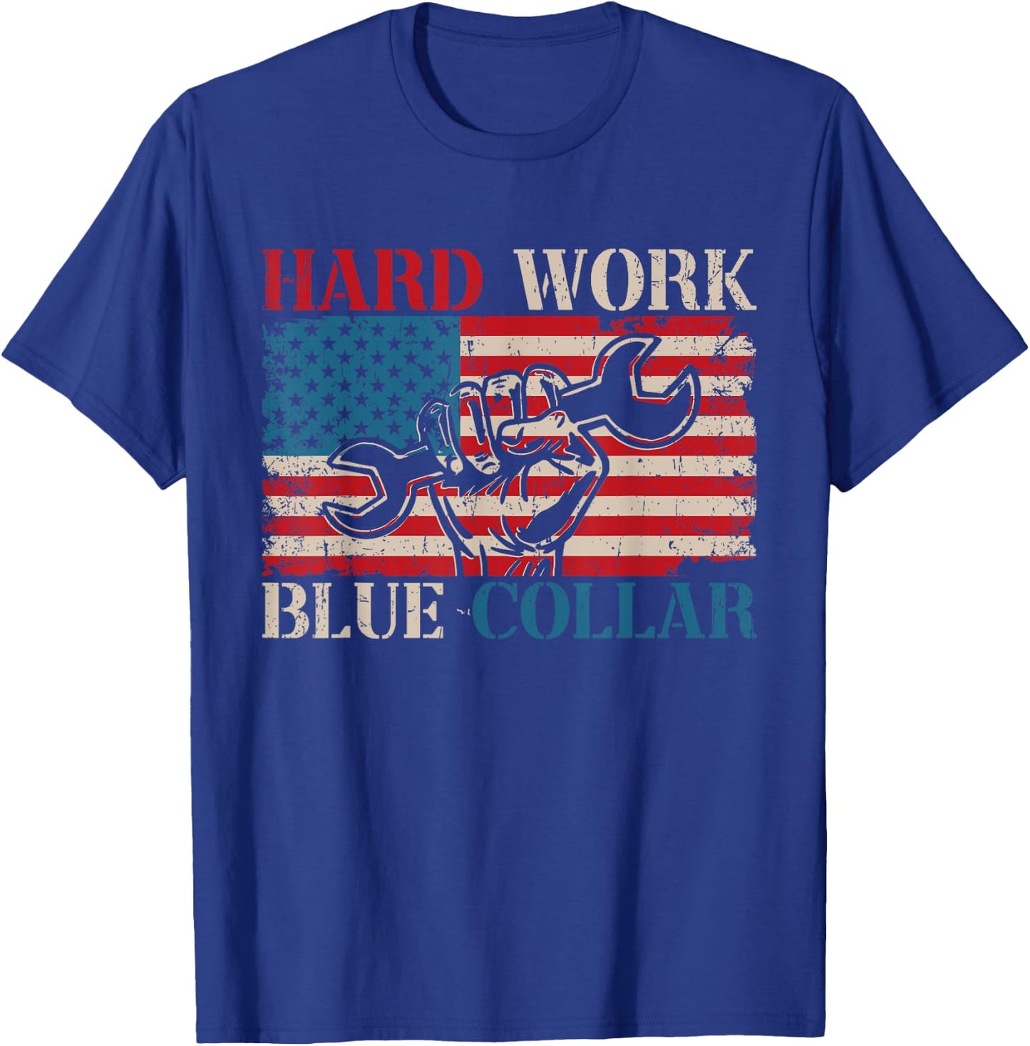 American Roughneck Mechanic Blue Collar Worker T-Shirt - T-Shirt | Royal