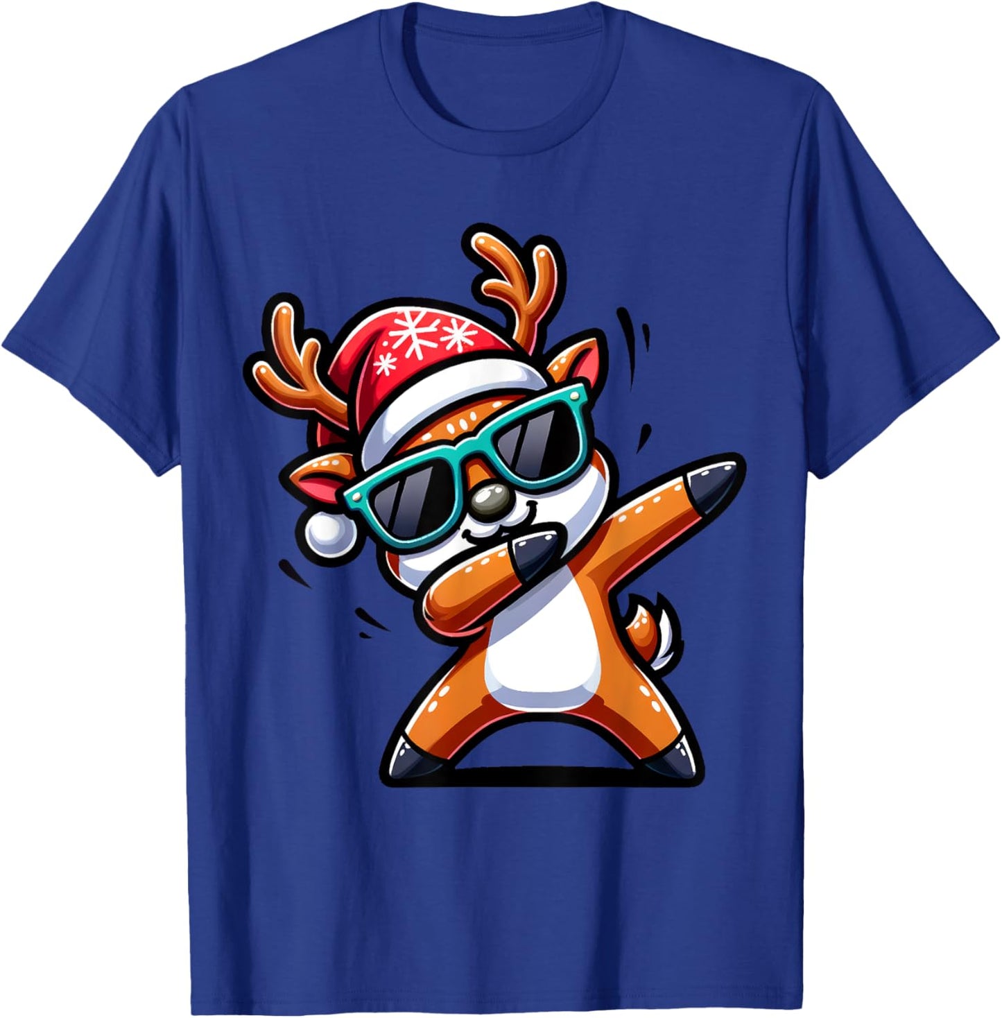 Christmas Reindeer Boys Dabbing Reindeer Santa Xmas Funny T-Shirt - T-Shirt | Royal