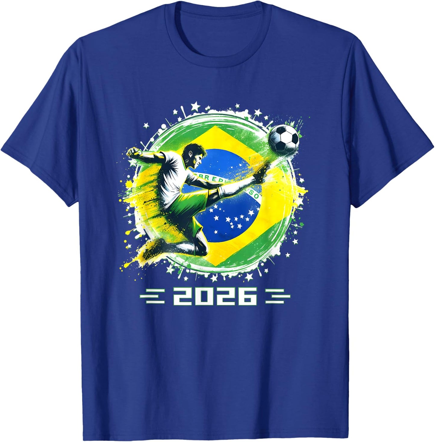Brazil Player Sports Vintage Men Boys Brasil 2026 T-Shirt - T-Shirt | Royal