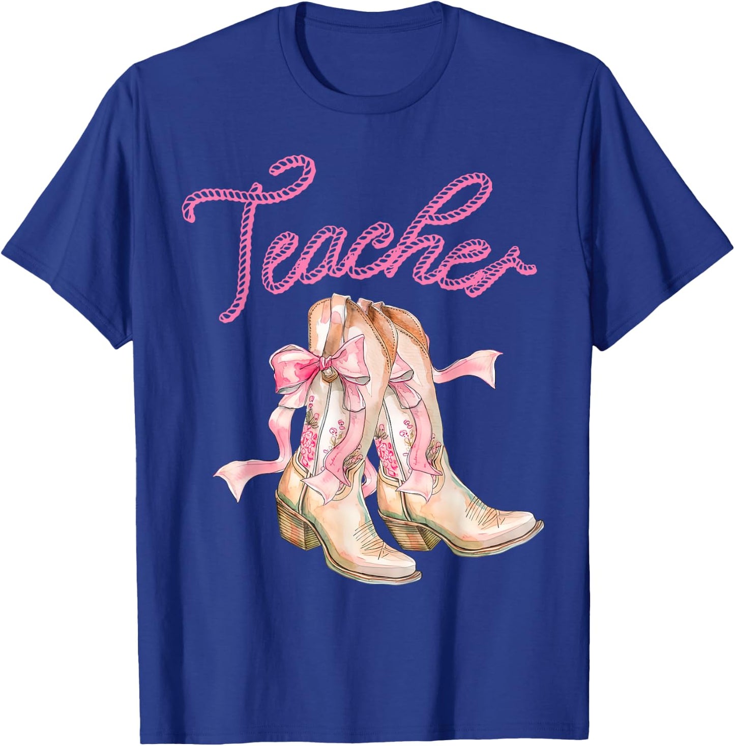 Coquette Teacher Cowgirl Boots Rodeo Country Western T-Shirt - T-Shirt | Royal