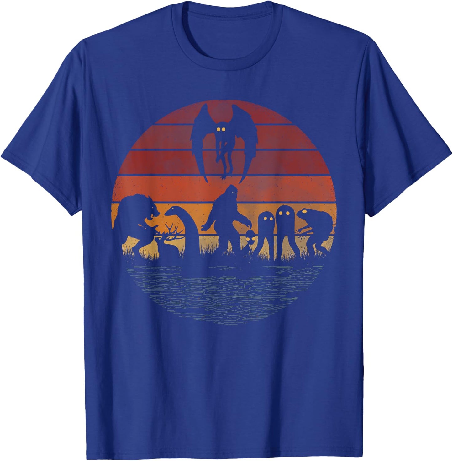 Bigfoot Sasquatch Loch Ness Monster Mothman Funny Cryptid T-Shirt - T-Shirt | Royal