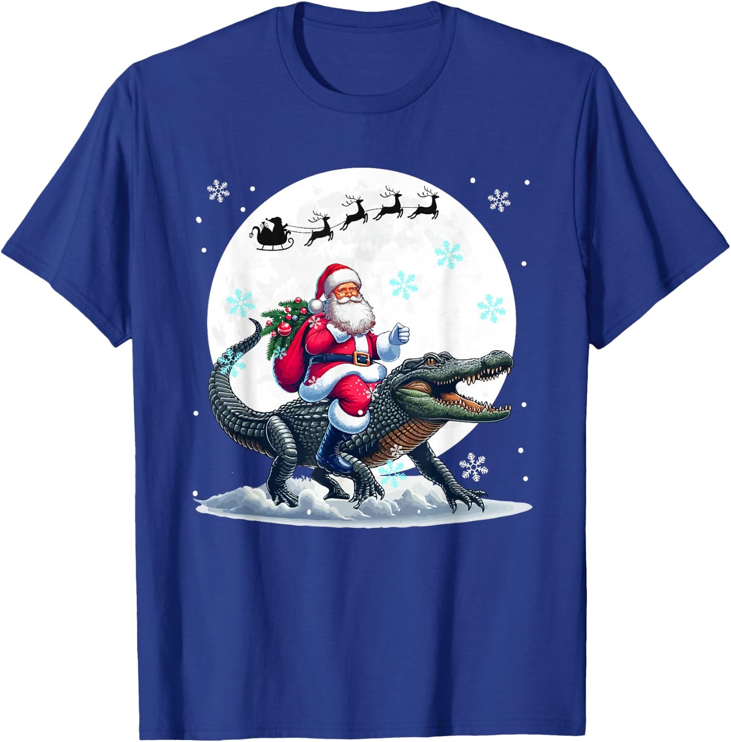 Santa Riding Alligator Christmas Moon Matching Kids Toddler T-Shirt - T-Shirt | Royal