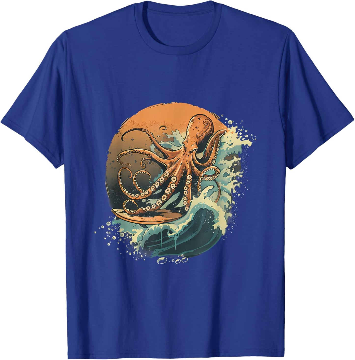 Cthulhu Ocean Sea Animal Octopus Lover Surfing Sea Monster T-Shirt - T-Shirt | Royal
