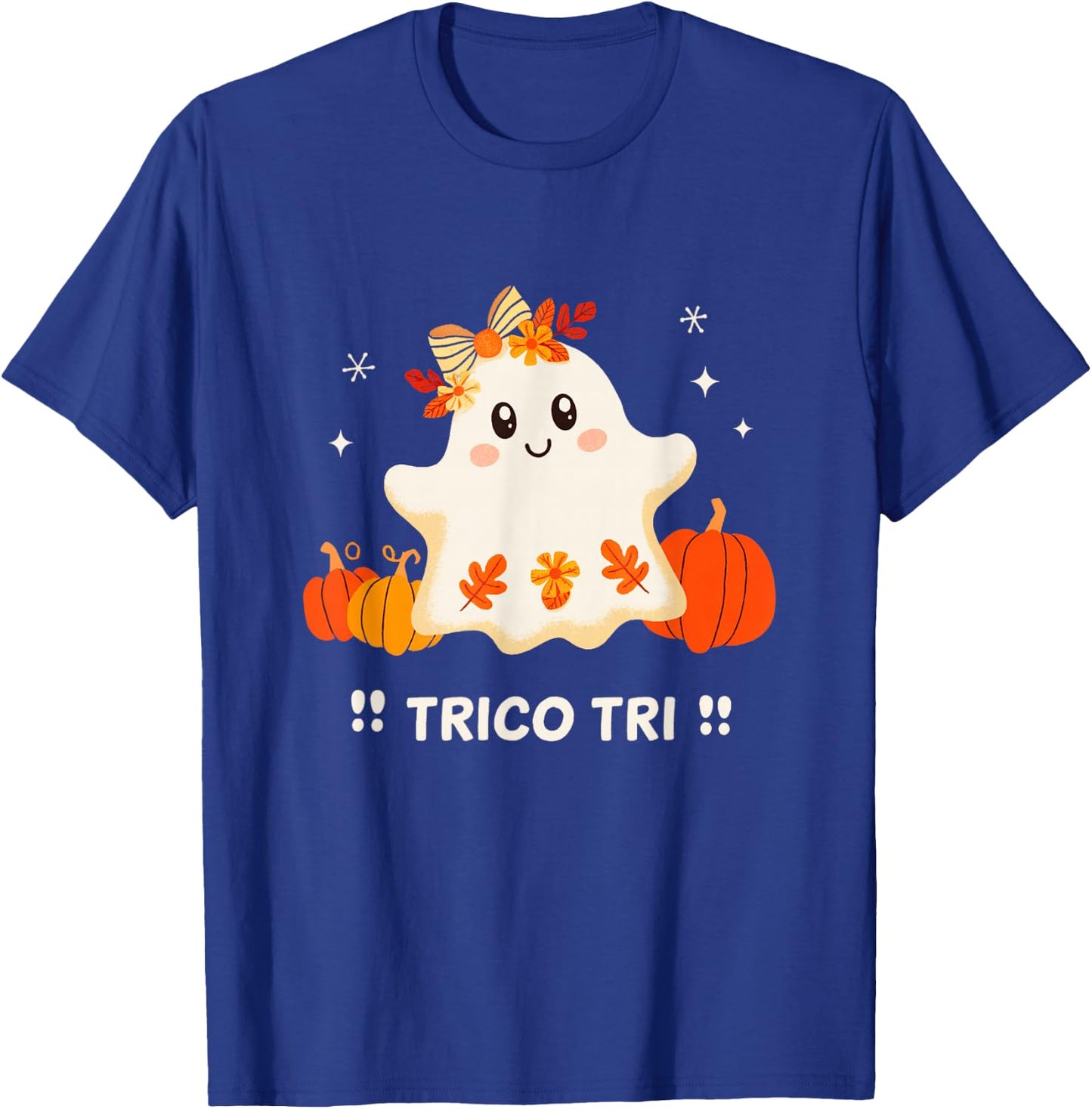 Trico Tri Cute Halloween Spooky Mexican Ghost Spanglish T-Shirt - T-Shirt | Royal