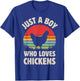 Chicken Just A Boy Who Loves Retro Farm Animal Farmer Sunset T-Shirt - T-Shirt | Royal