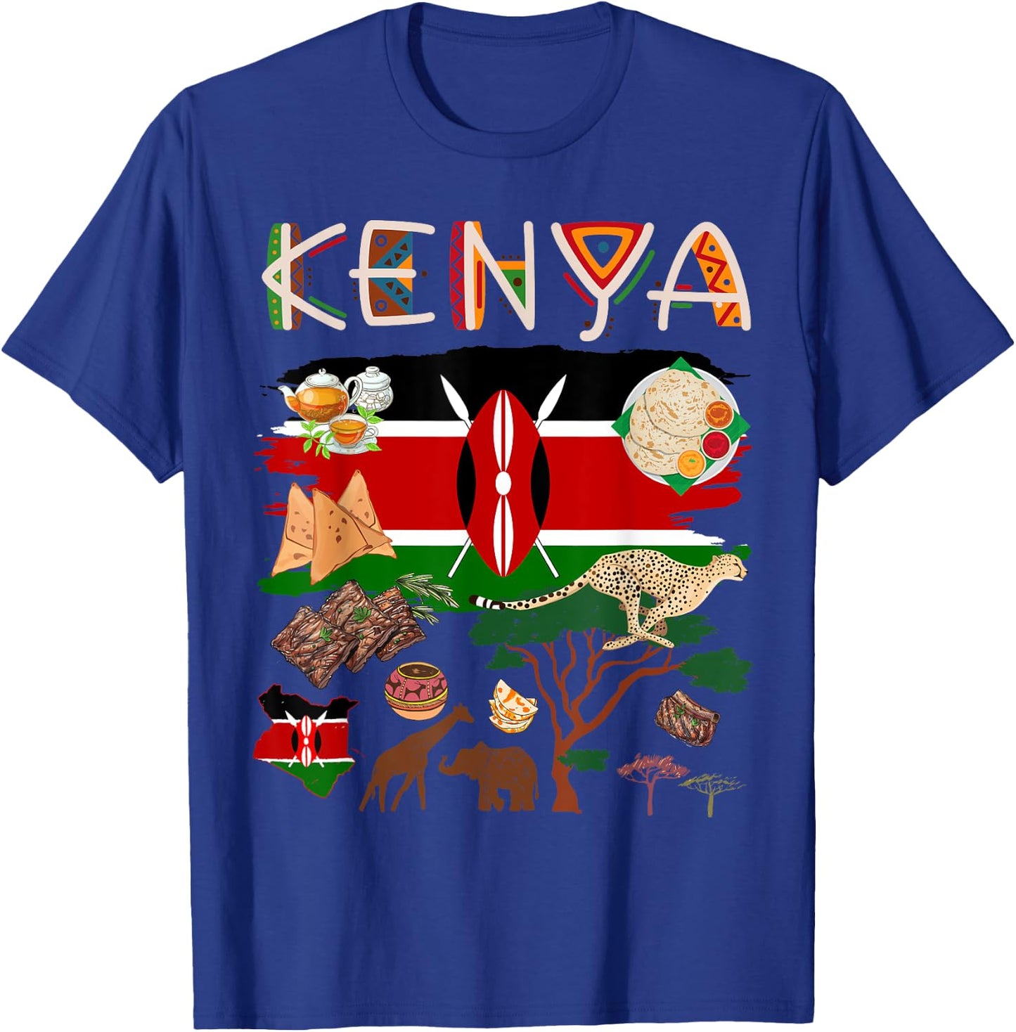 Kenya Flag Outfit Idea For Kids Kenya Food & Kenyan Flag T-Shirt - T-Shirt | Royal