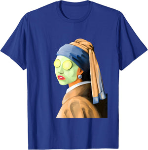 Girl with a Pearl Earring Face Mask by Johannes Vermeer Art T-Shirt - T-Shirt | Royal