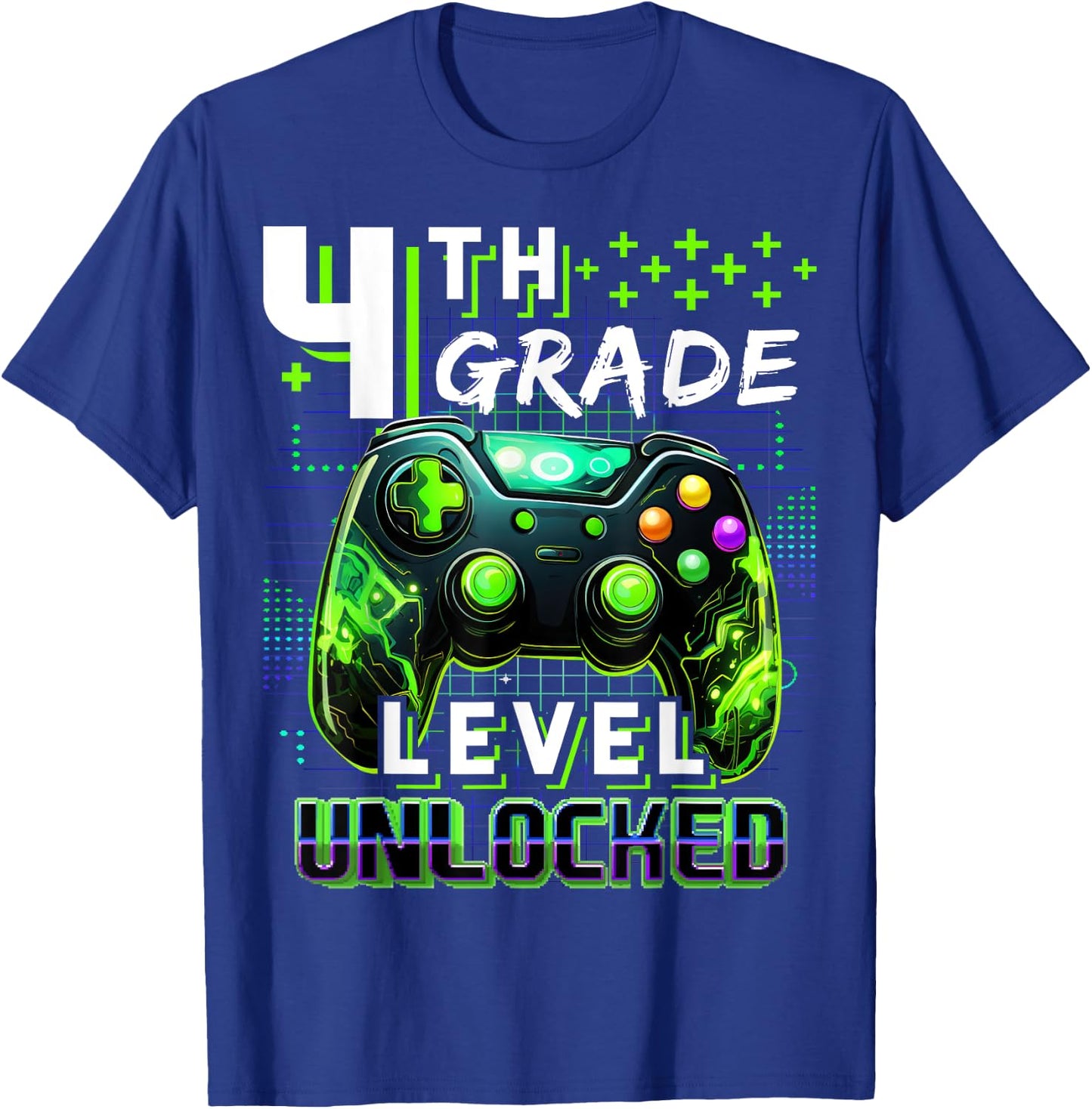 Back to School 4th Grade Boys Gamer First Day School Level T-Shirt - T-Shirt | Royal