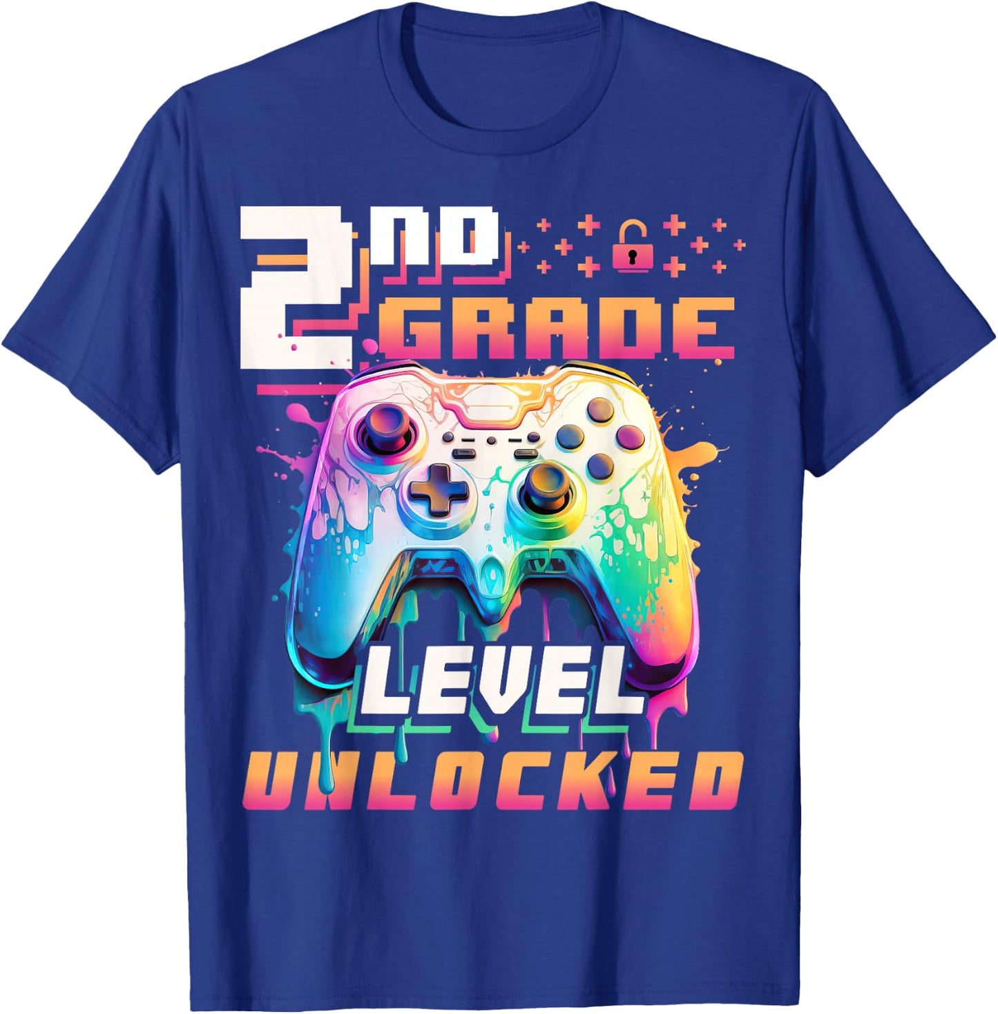 Back to School 2nd Grade Boys Gamer First Day School Level T-Shirt - T-Shirt | Royal