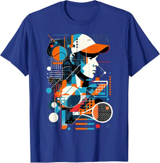 Artsy Tennis player on Abstract Art Tennis T-Shirt - T-Shirt | Royal