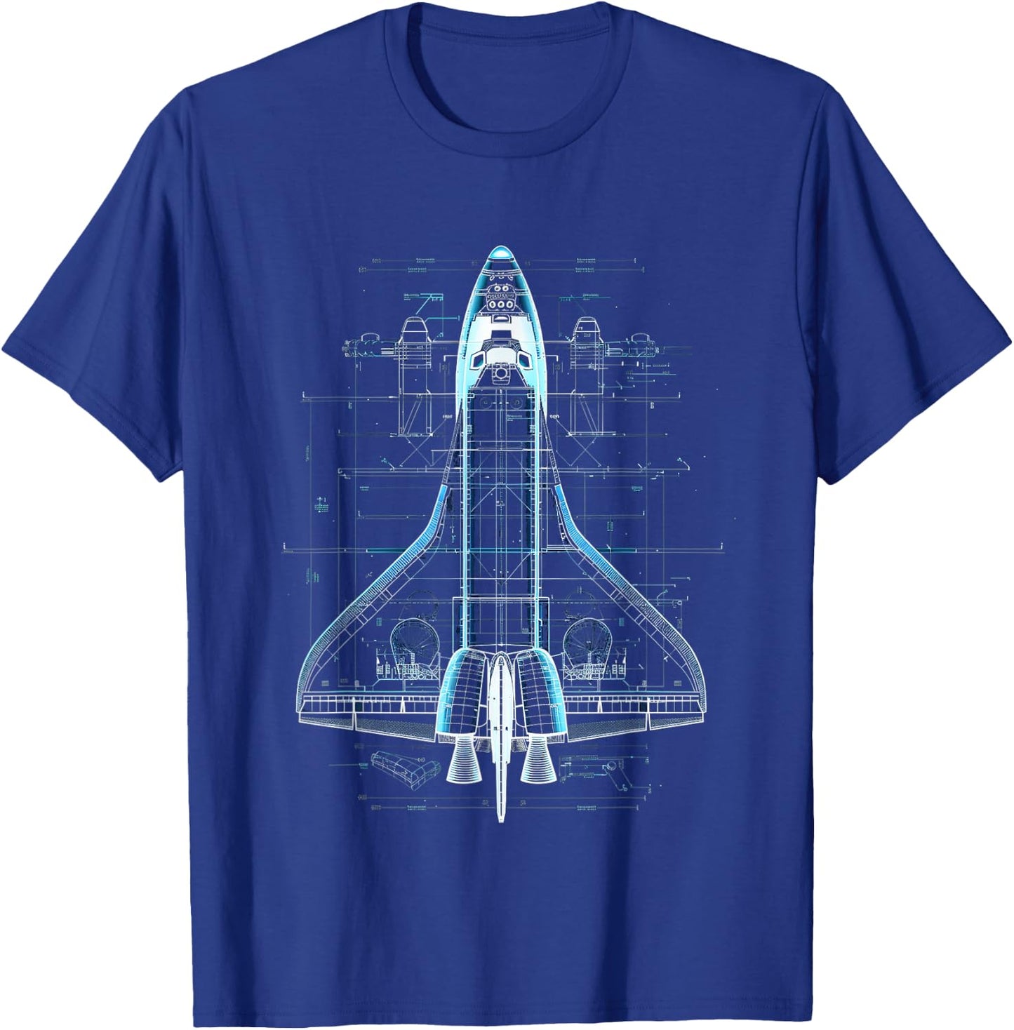 Space Shuttle Blueprint T-Shirt - T-Shirt | Royal